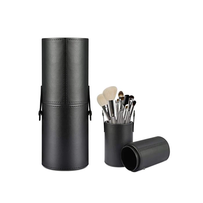 Cylinder Leather Makeup Brushes Holder